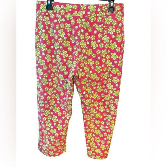 Lilly Pulitzer Sz 8 Pink Flower Power Dune Buggy Print Pocket Ankle Pants - Picture 4 of 6